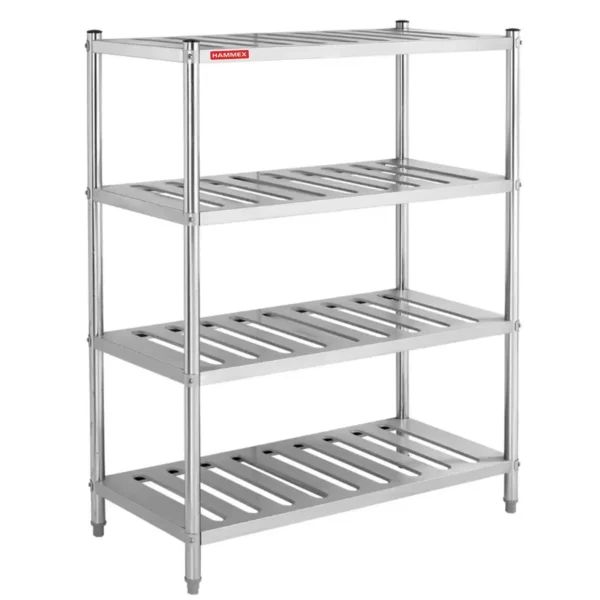 ارفف ارضية مفرغة ستانلس ستيل 120L×50W×180H سم قابلة للتركيب من HAMMEX