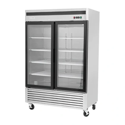 Stainless Steel Two Door Glass Storage Refrigerator