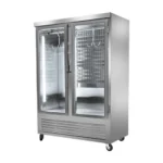Vertical Meat Display Refrigerator Stainless Steel Two Door Glass