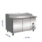 ثلاجة تحضير سلطات وسندوتشات ستيل 2 باب 151سم