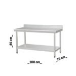 طاولة قابلة للتجميع ستانلس ستيل 304 مدعمة مع رف سفلي 100 سم