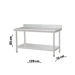 طاولة قابلة للتجميع ستانلس ستيل 304 مدعمة مع رف سفلي 120سم