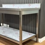 ⁦طاولة قابلة للتجميع ستانلس ستيل 304 مدعمة مع رف سفلي 100 سم⁩ - الصورة ⁦4⁩