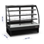 ثلاجة عرض حلويات وكيك 180 سم زجاج منحني
