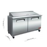 ثلاجة تحضير سلطات وسندوتشات ستيل 2 باب 1.5 متر سعة 438 لتر