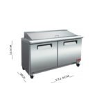 ثلاجة تحضير سلطات وسندوتشات ستيل 2 باب 120 سم